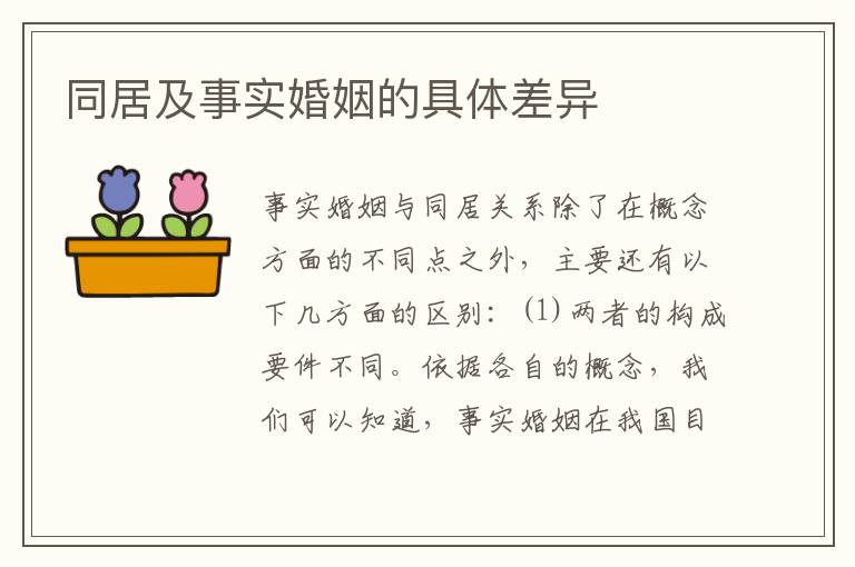 同居及事实婚姻的具体差异