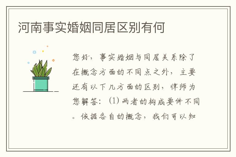 河南事实婚姻同居区别有何