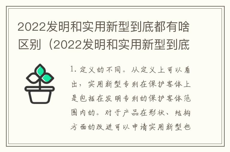 2022发明和实用新型到底都有啥区别（2022发明和实用新型到底都有啥区别呢）