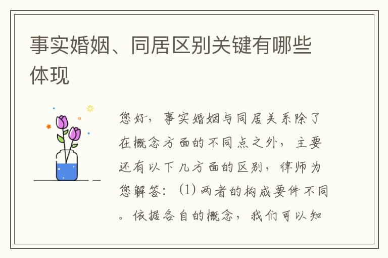 事实婚姻、同居区别关键有哪些体现