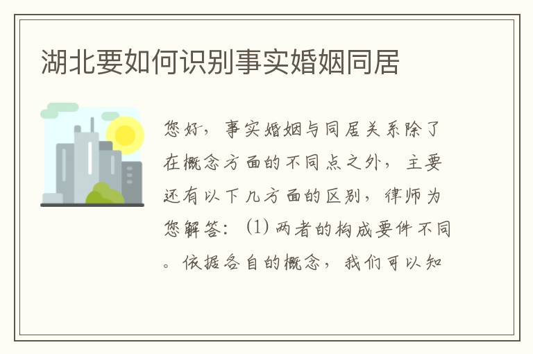 湖北要如何识别事实婚姻同居