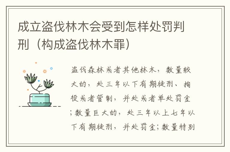 成立盗伐林木会受到怎样处罚判刑（构成盗伐林木罪）