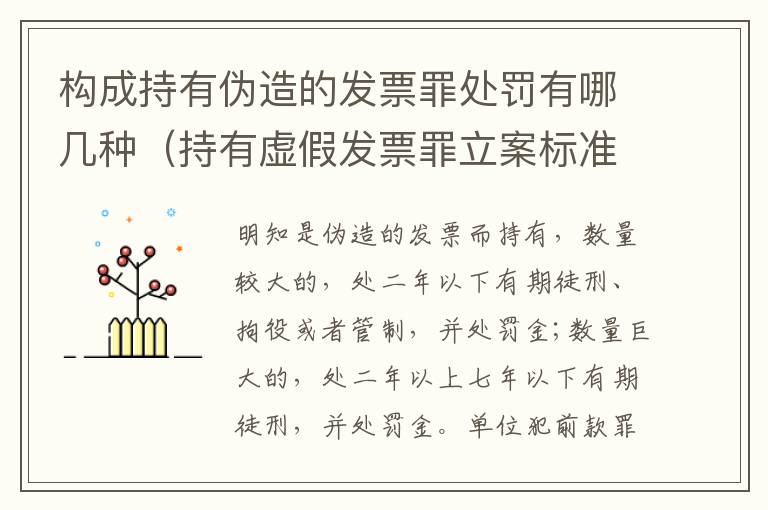构成持有伪造的发票罪处罚有哪几种（持有虚假发票罪立案标准）