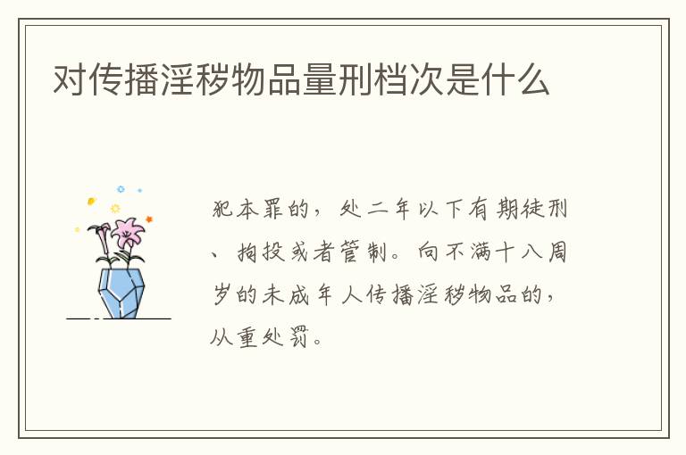 对传播淫秽物品量刑档次是什么