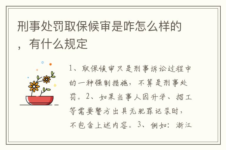 刑事处罚取保候审是咋怎么样的,有什么规定