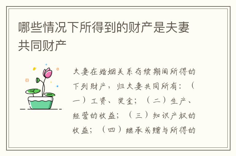 哪些情况下所得到的财产是夫妻共同财产