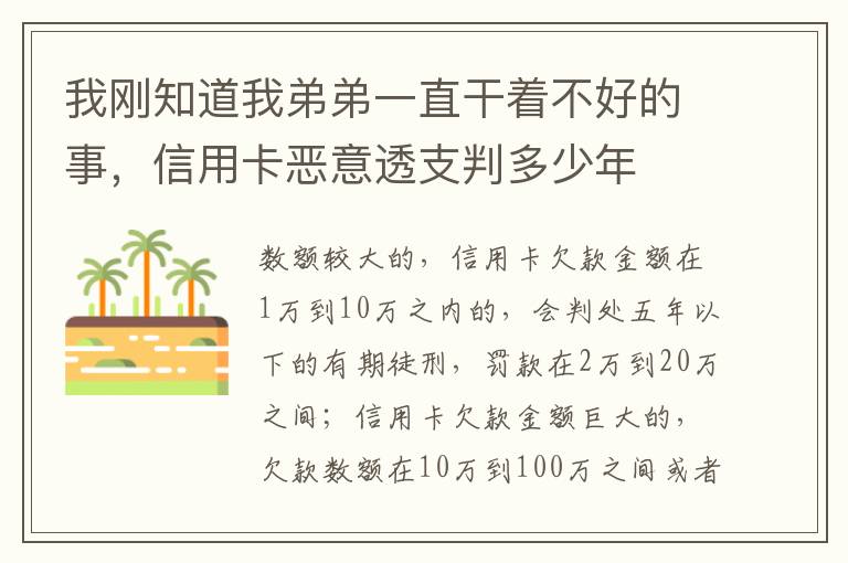 我刚知道我弟弟一直干着不好的事，信用卡恶意透支判多少年