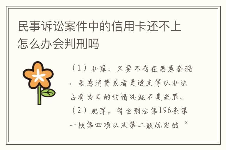 民事诉讼案件中的信用卡还不上怎么办会判刑吗