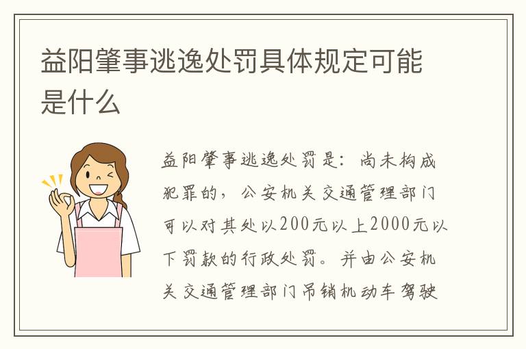 益阳肇事逃逸处罚具体规定可能是什么