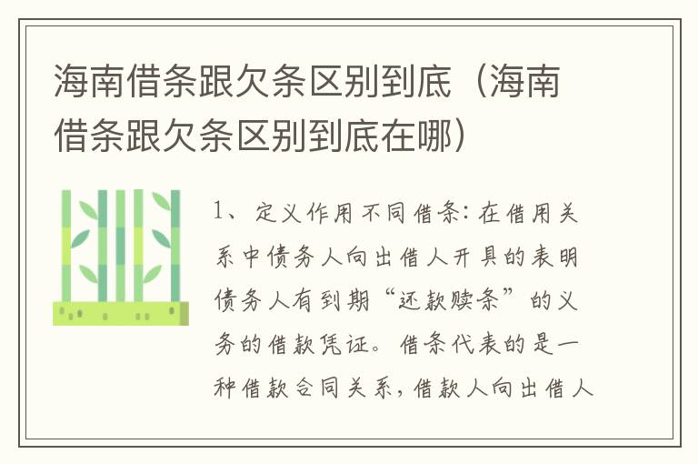 海南借条跟欠条区别到底（海南借条跟欠条区别到底在哪）