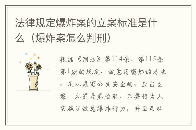 法律规定爆炸案的立案标准是什么（爆炸案怎么判刑）