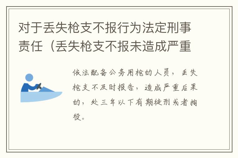 对于丢失枪支不报行为法定刑事责任（丢失枪支不报未造成严重后果）