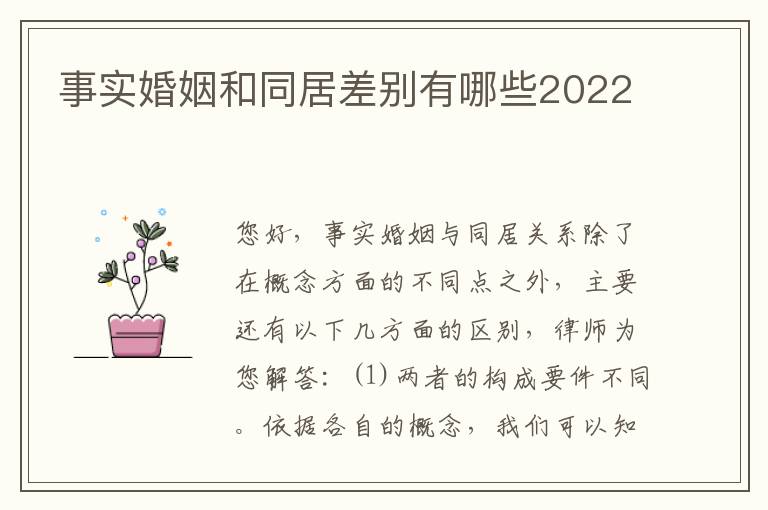 事实婚姻和同居差别有哪些2022