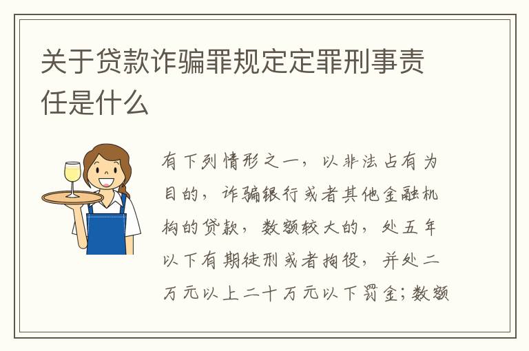 关于贷款诈骗罪规定定罪刑事责任是什么