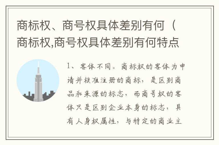 商标权、商号权具体差别有何（商标权,商号权具体差别有何特点）