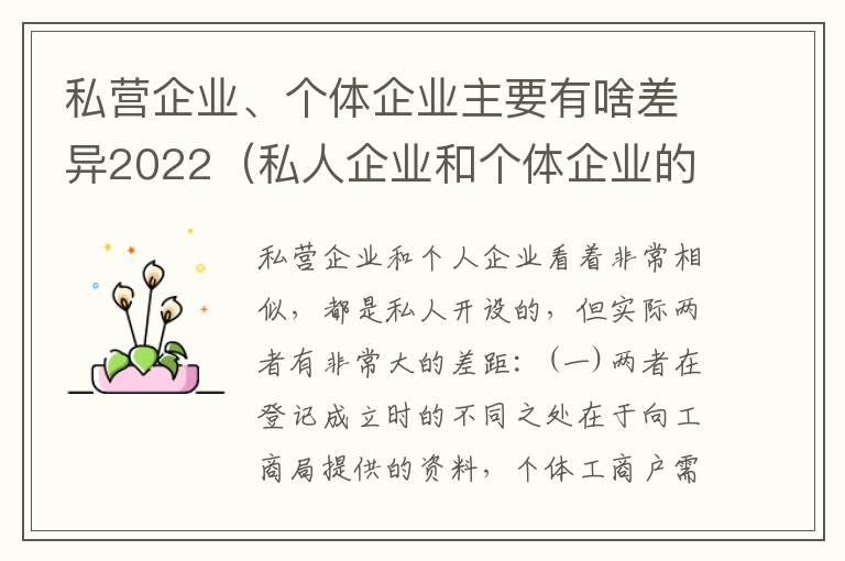 私营企业、个体企业主要有啥差异2022（私人企业和个体企业的区别）