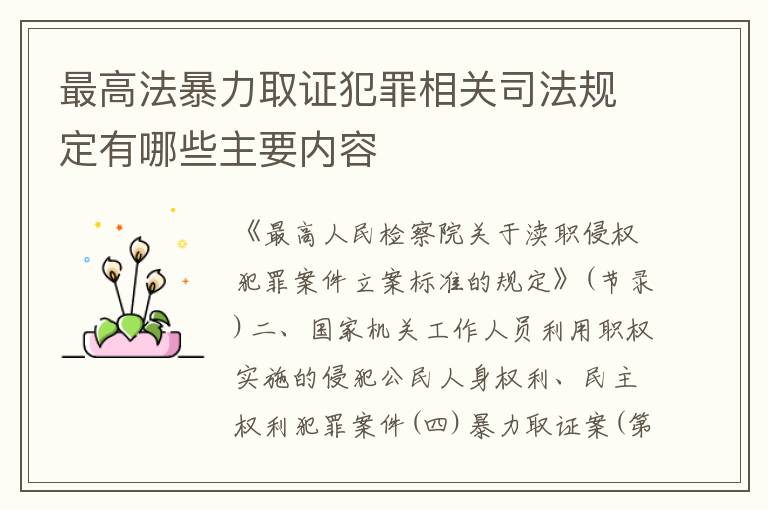最高法暴力取证犯罪相关司法规定有哪些主要内容