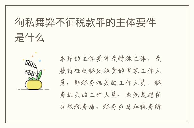 徇私舞弊不征税款罪的主体要件是什么