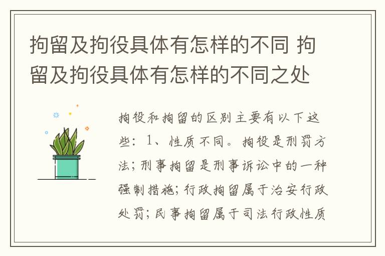 拘留及拘役具体有怎样的不同 拘留及拘役具体有怎样的不同之处