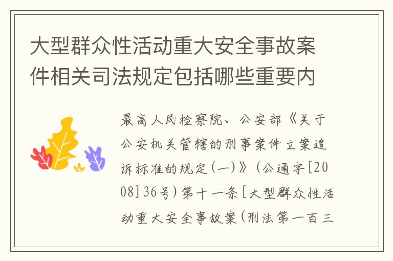 大型群众性活动重大安全事故案件相关司法规定包括哪些重要内容