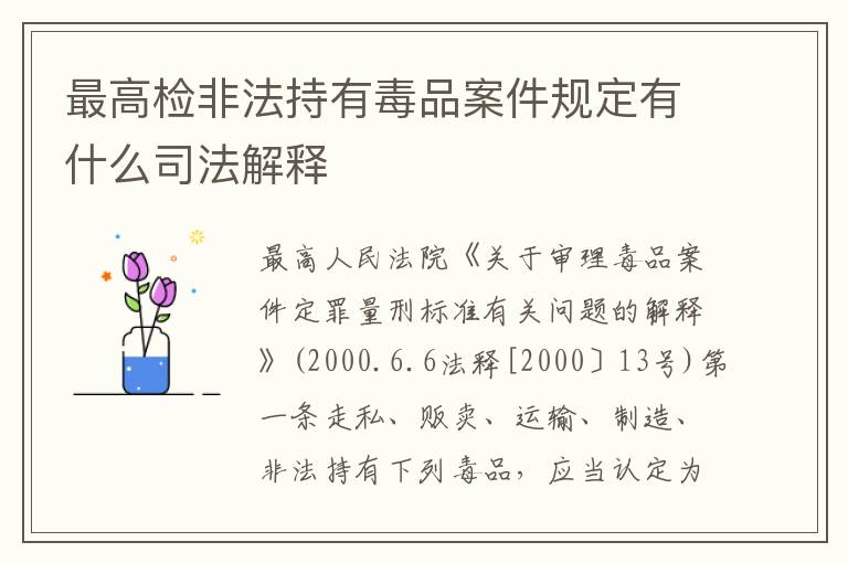 最高检非法持有毒品案件规定有什么司法解释