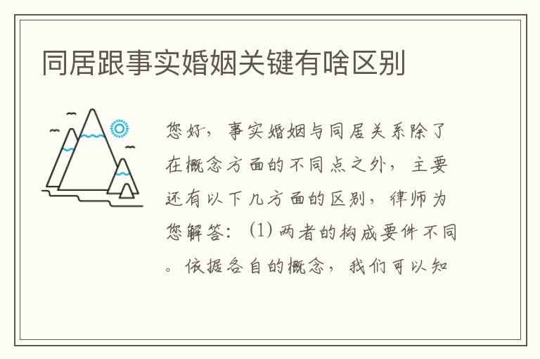 同居跟事实婚姻关键有啥区别