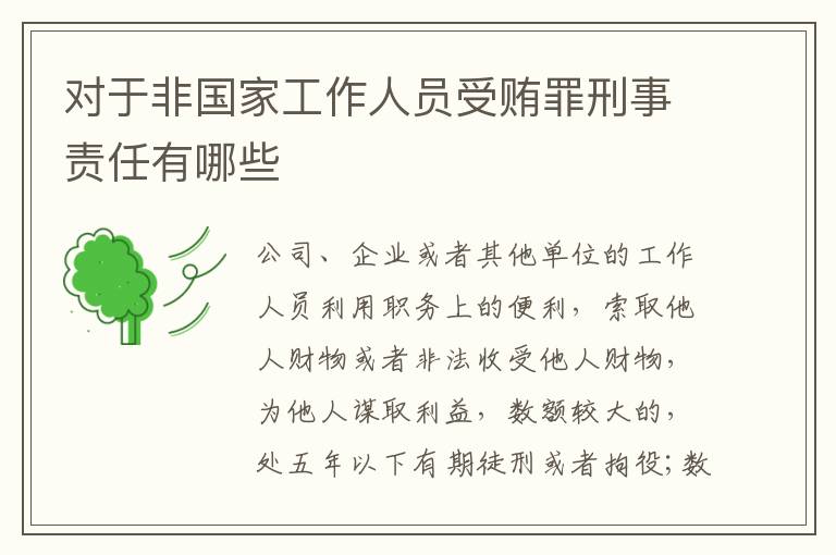 对于非国家工作人员受贿罪刑事责任有哪些