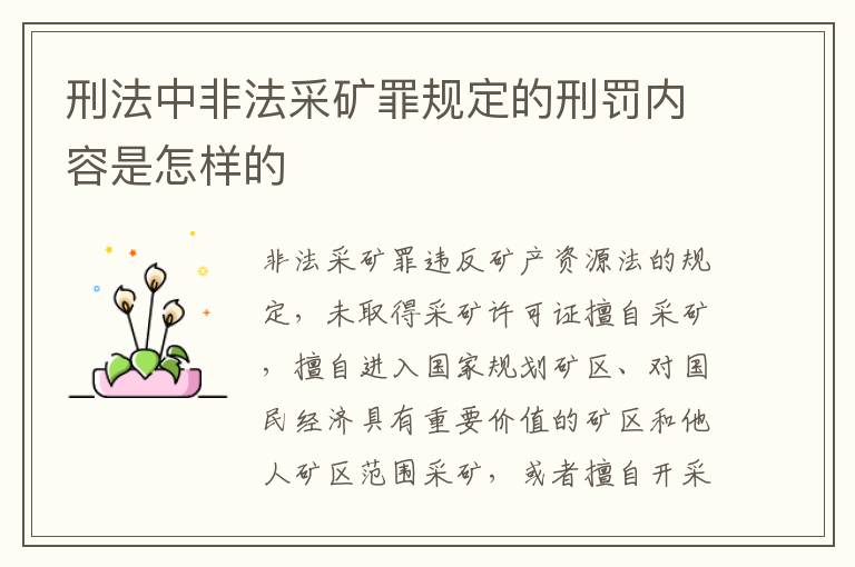 刑法中非法采矿罪规定的刑罚内容是怎样的