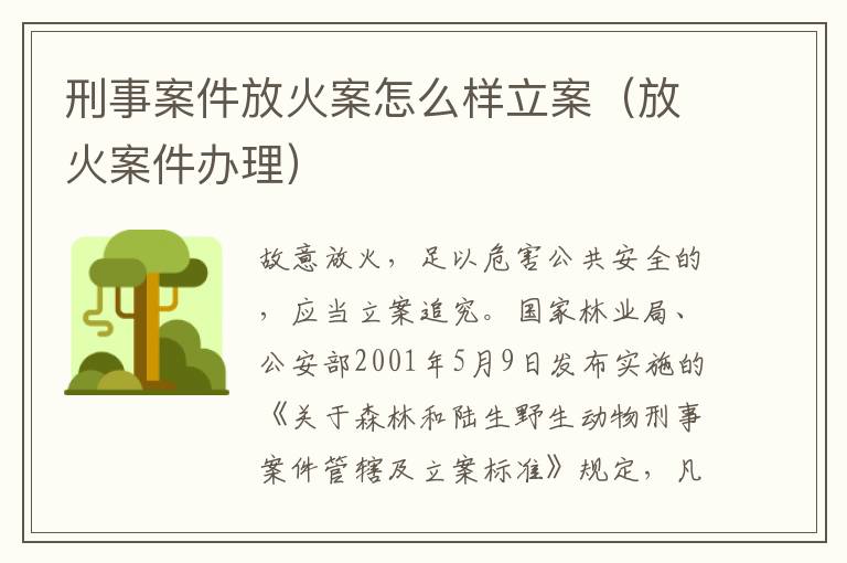 刑事案件放火案怎么样立案（放火案件办理）