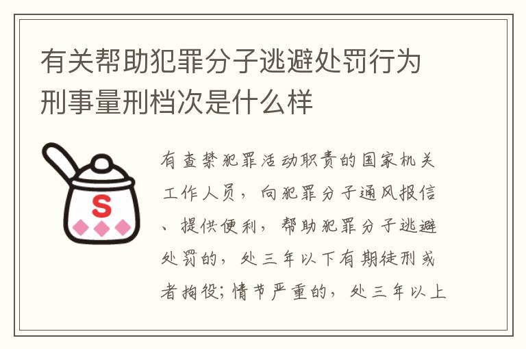 有关帮助犯罪分子逃避处罚行为刑事量刑档次是什么样