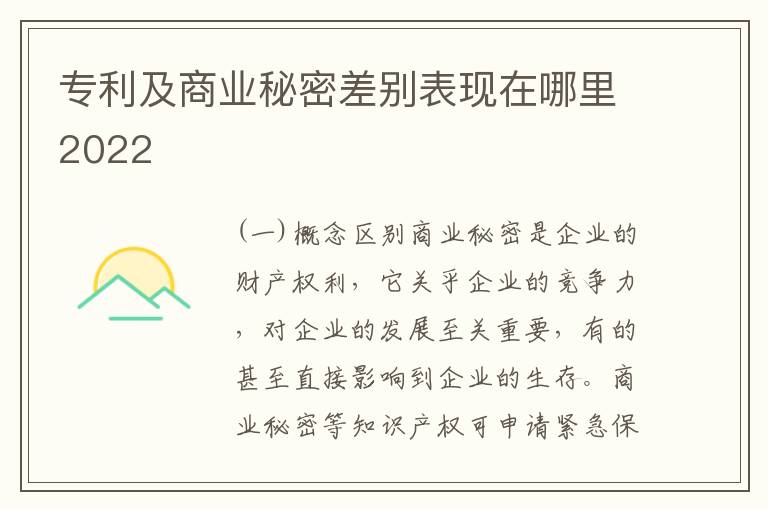 专利及商业秘密差别表现在哪里2022