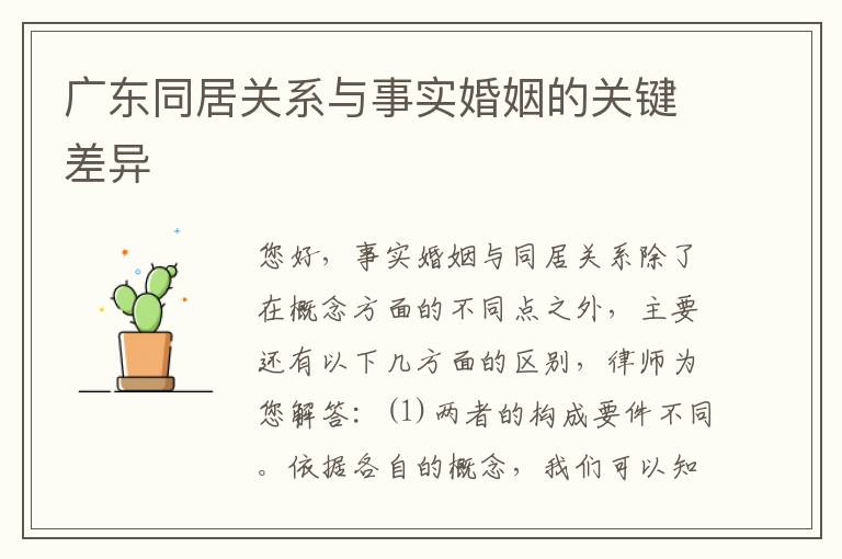 广东同居关系与事实婚姻的关键差异