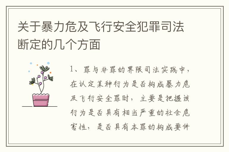 关于暴力危及飞行安全犯罪司法断定的几个方面