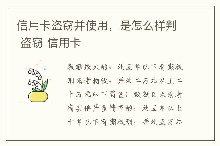 信用卡盗窃并使用，是怎么样判 盗窃 信用卡