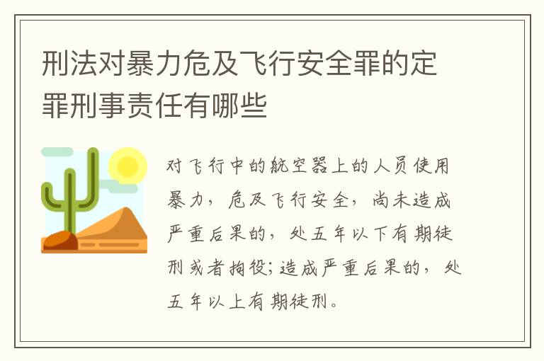 刑法对暴力危及飞行安全罪的定罪刑事责任有哪些