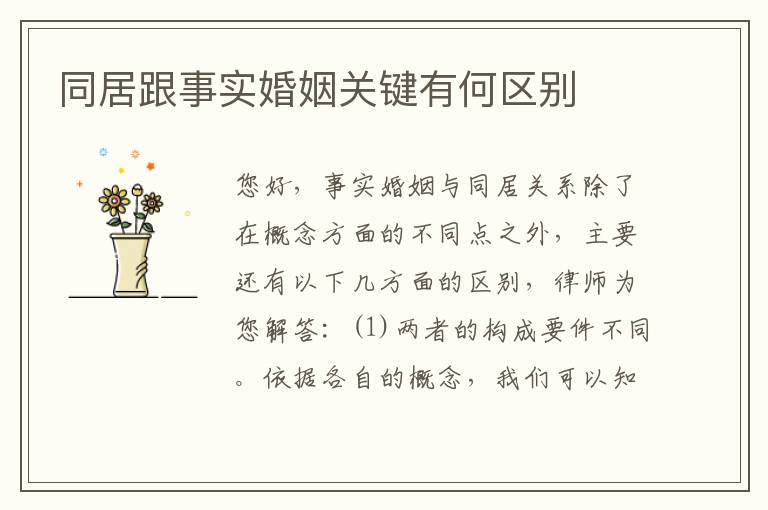 同居跟事实婚姻关键有何区别