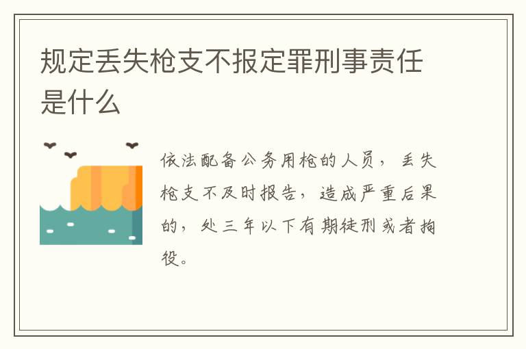 规定丢失枪支不报定罪刑事责任是什么