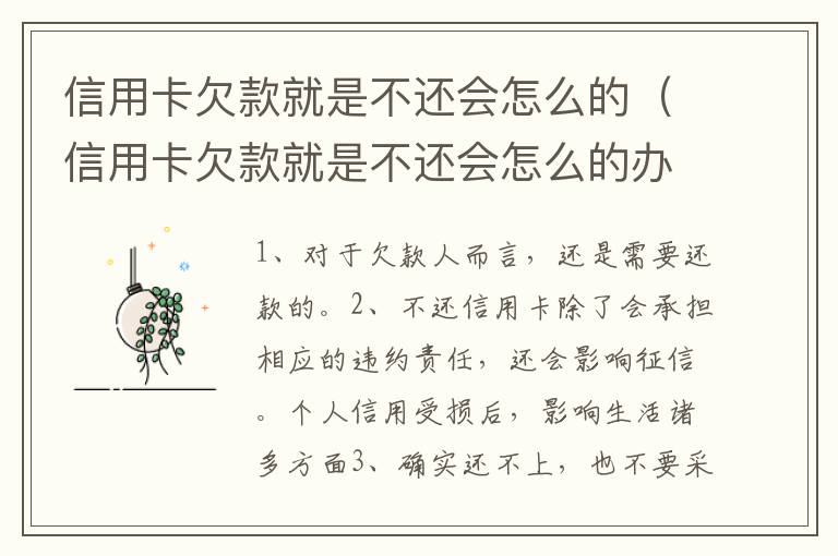 信用卡欠款就是不还会怎么的（信用卡欠款就是不还会怎么的办）