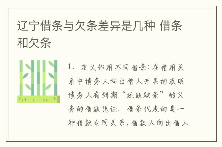 辽宁借条与欠条差异是几种 借条和欠条