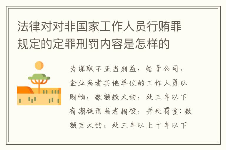 法律对对非国家工作人员行贿罪规定的定罪刑罚内容是怎样的
