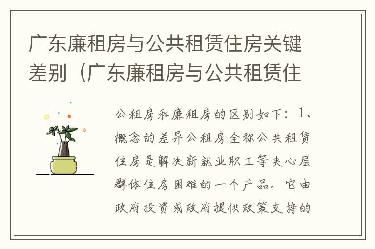 广东廉租房与公共租赁住房关键差别（广东廉租房与公共租赁住房关键差别大吗）