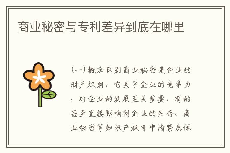 商业秘密与专利差异到底在哪里