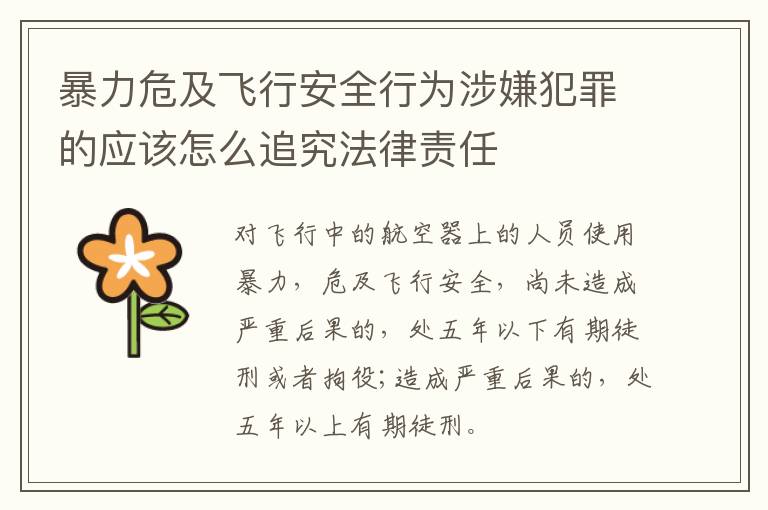 暴力危及飞行安全行为涉嫌犯罪的应该怎么追究法律责任