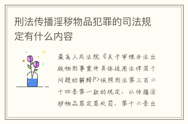刑法传播淫秽物品犯罪的司法规定有什么内容