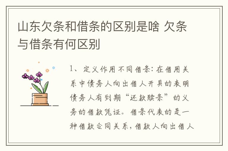 山东欠条和借条的区别是啥 欠条与借条有何区别