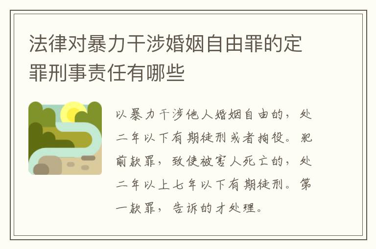 法律对暴力干涉婚姻自由罪的定罪刑事责任有哪些