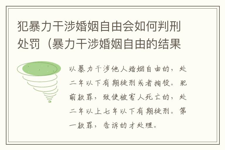 犯暴力干涉婚姻自由会如何判刑处罚（暴力干涉婚姻自由的结果加重犯）