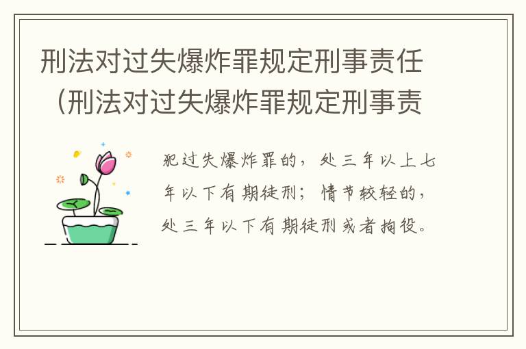 刑法对过失爆炸罪规定刑事责任（刑法对过失爆炸罪规定刑事责任的认定）