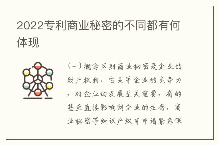 2022专利商业秘密的不同都有何体现