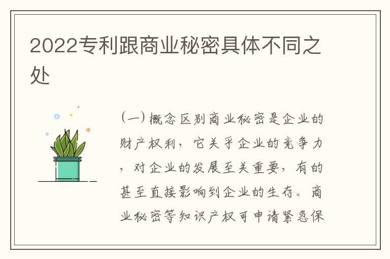 2022专利跟商业秘密具体不同之处